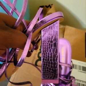 ASOS open toe Wedge purple shoes